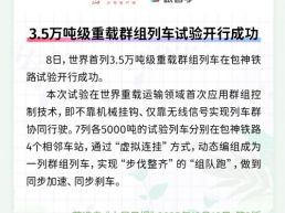 每日一闻丨3.5万吨级重载群组列车试验开行成功