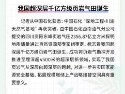 每日一闻丨我国超深层千亿方级页岩气田诞生