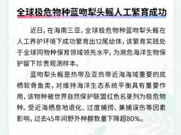 每日一闻丨全球极危物种蓝吻犁头鳐人工繁育成功